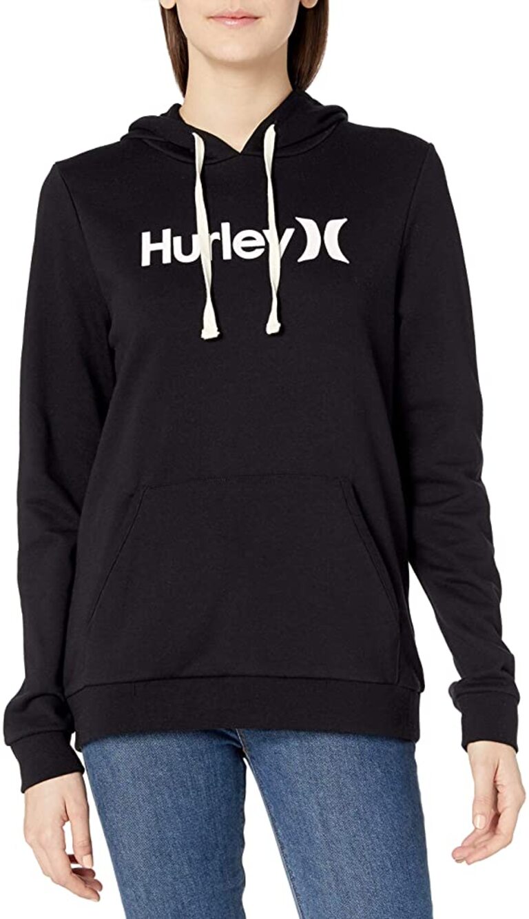 Hurley Women's SMALL One & Only Fleece Hoodie Pullover Black Sweatshirt